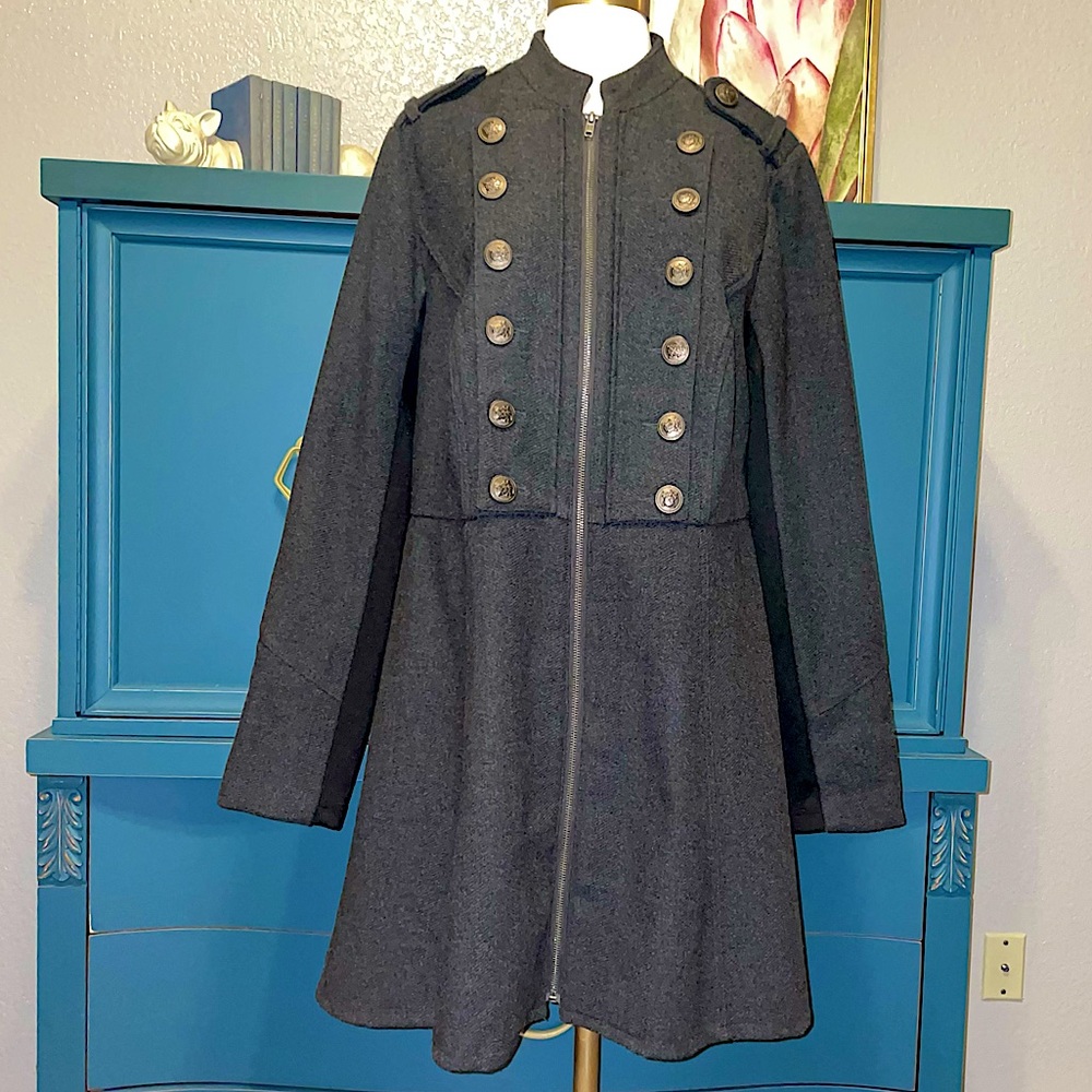 Military Style Peplum Trench